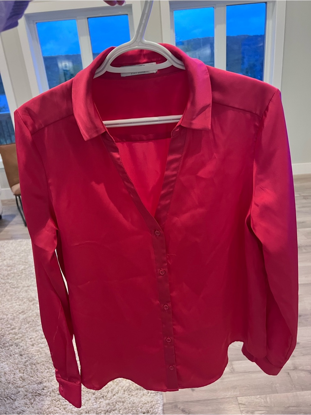 Women's Bright Pink Button-Down Blouse